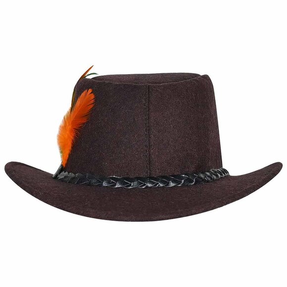 Men Bavarian Hat Dark Brown Oktoberfest Costumes Hat Western Traditional Attire. - Picture 6 of 10
